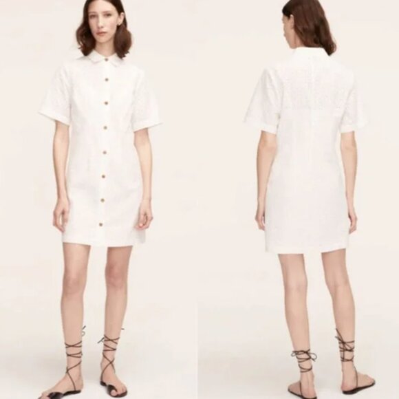 Rebecca Taylor Dresses & Skirts - Rebecca Taylor Lea Eyelet White Shirt Dress Shirtdress Sz 6 - Full Moon NWT